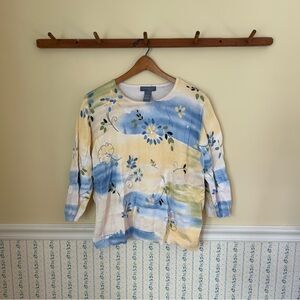 VINTAGE Koret Tie Dye Floral Embellished Sweater